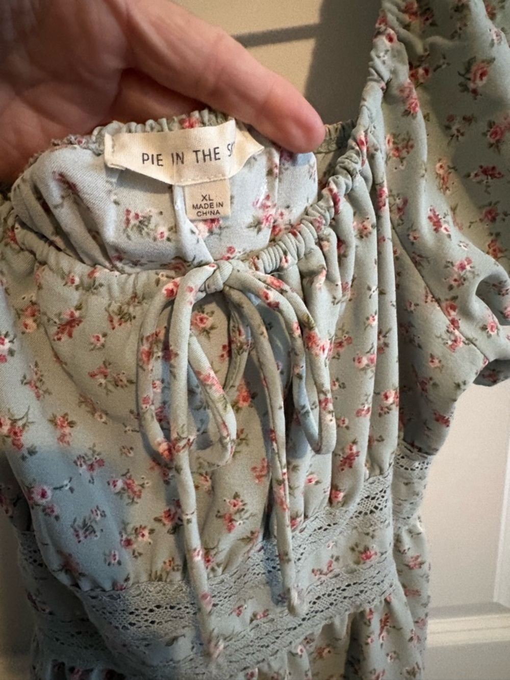 Sage Floral Tie-Neck Dress